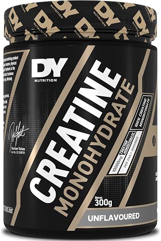 DY Nutrition Creatine Monohydrate Powder, 100% Pure Creatine, Unflavoured, 10,000 mg per Daily Serving, 300 g