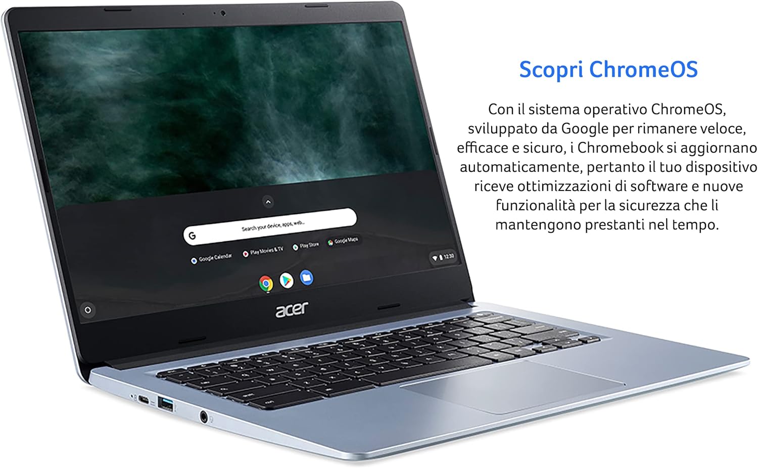 Acer Chromebook 314 CB314-1H-C15P Notebook, Pc Portatile, Processore Intel Celeron N4020, Ram 4 GB DDR4, eMMC 64 GB, Display 14 IPS FHD LED LCD, Scheda Grafica Intel UHD, ChromeOS, Argento (Silver) Acer Chromebook 314 CB314-1H-C15P Notebook, Pc Portatile, Processore Intel Celeron N4020, Ram 4 GB DDR4, eMMC 64 GB, Display 14 IPS FHD LED LCD, Scheda Grafica Intel UHD, ChromeOS, Argento (Silver)