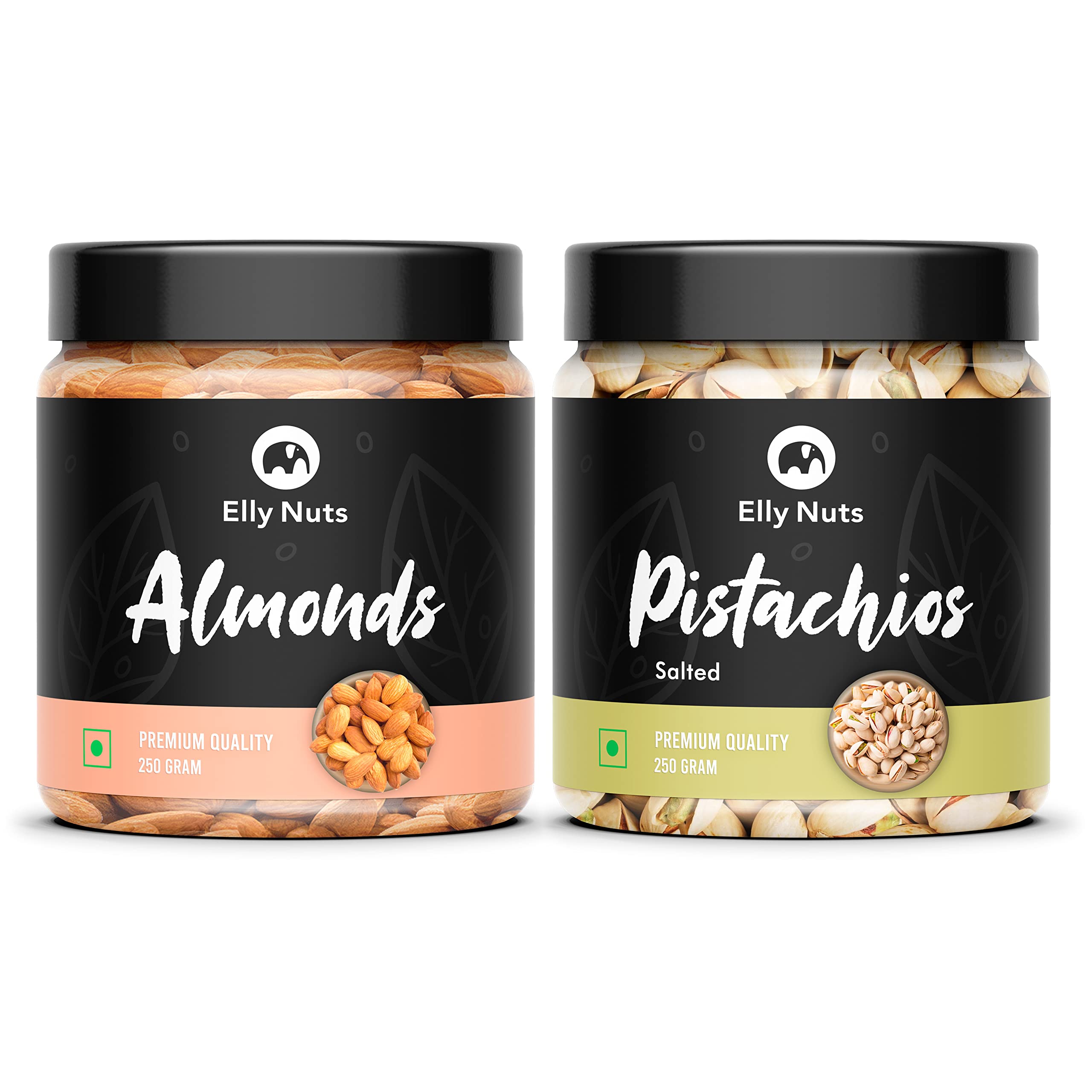 Elly Nuts Combo Pack of 500 gms California Almond & Roasted Salted Shelled Pistachio Combo Pack 250 gms Each | Salted Pista & Badam [Jar Pack] - Diwali Gift Pack (B09ND61M1Y) Amazon Price History, Amazon Price Tracker