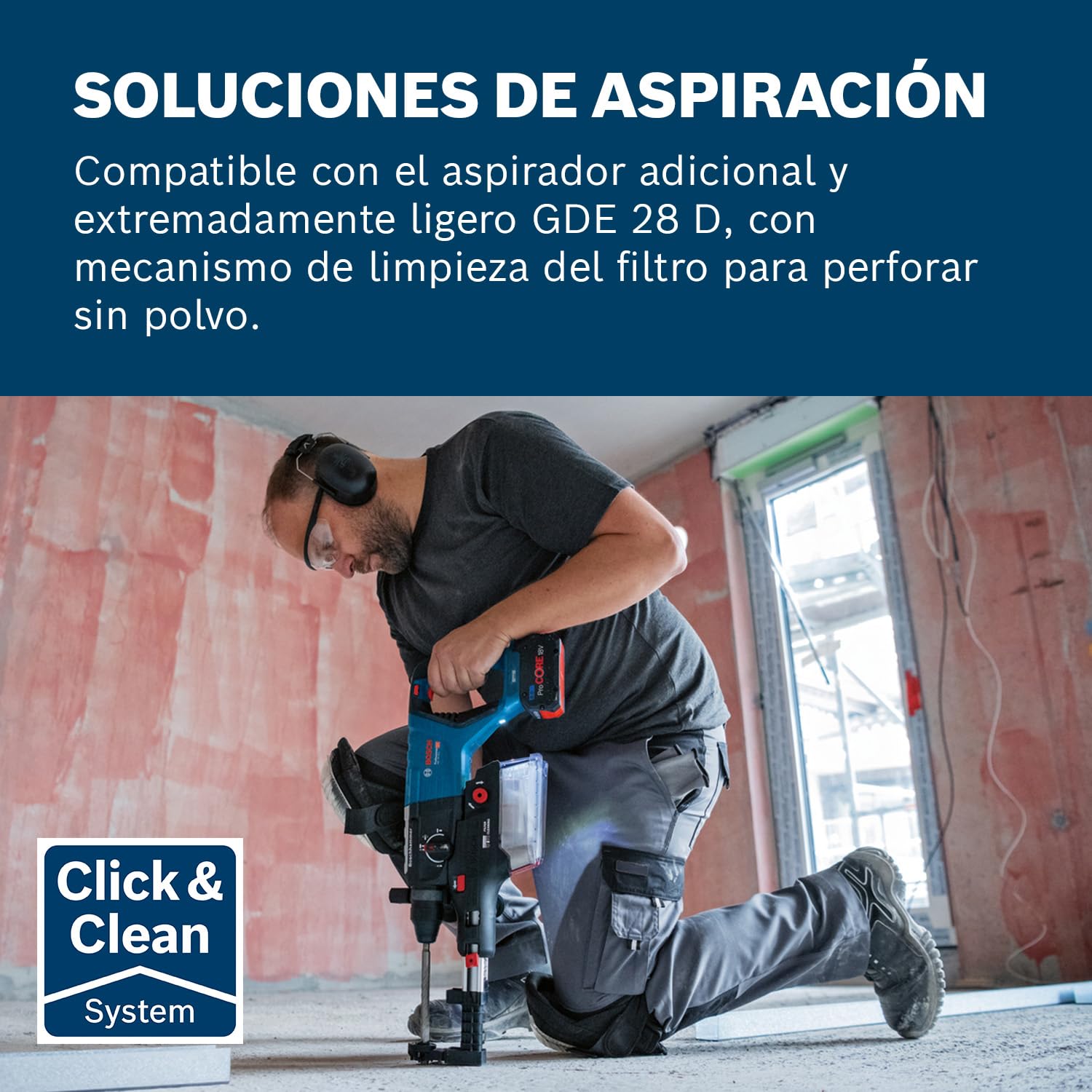 Bosch Professional 18V System martillo perforador a batería GBH 18V-28 D (KickBack Control, incl. paño de limpieza, empuñadura auxiliar, calibre de profundidad, bandeja, XL-BOXX, sin batería/cargador)