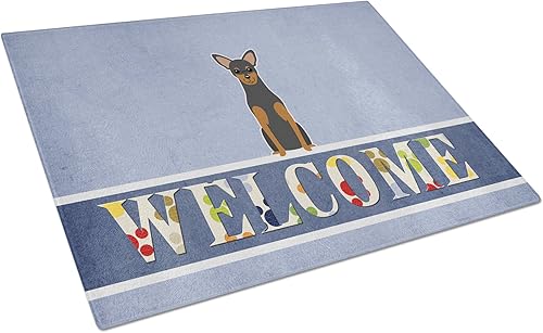 Miniatura 4 de Caroline's Treasures BB5710LCB Tabla de cortar de vidrio de bienvenida de chocolate con pelo de alambre grande decorativa de vidrio templado para