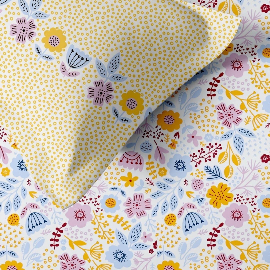 Jaipur Weaves Double Bed Cotton Bedsheet Queen Size 90x100, 100% Pure Cotton Bed Sheet with 2 Pillow Covers, 240 TC Soft Breathable Floral Design – (Sunny Floral Delight, Queen)