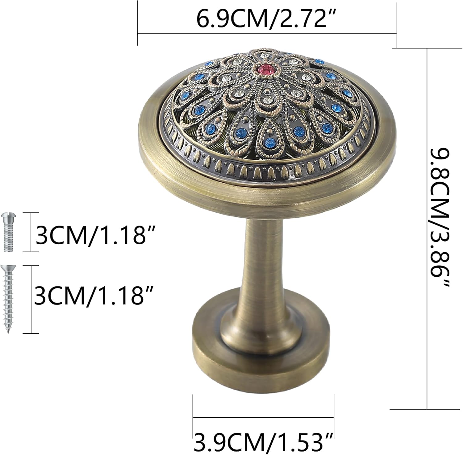 Vintage Curtain Tieback Hooks Pair Light Luxury French Zinc Alloy Wall Hooks Cloak Hooks Crystal Diamond Decorative Curtain Hooks for Bedroom Living Room(Antique Bronze)