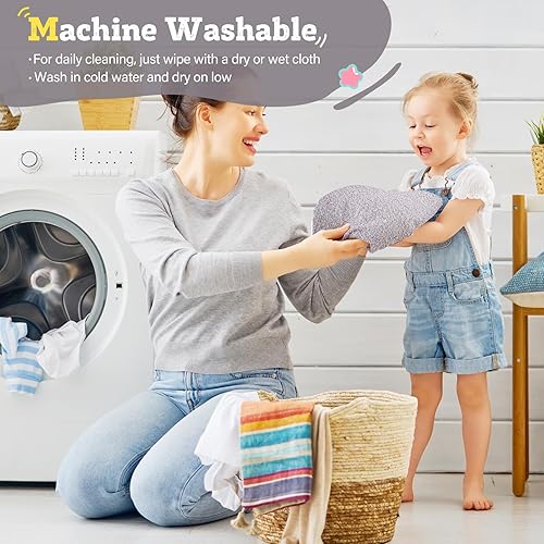 Vista 18 de Welnow Silla para niños pequeños, sofá infantil de sherpa suave 2 en 1, tumbona convertible para niños, sofá plegable para niños con bolsillos