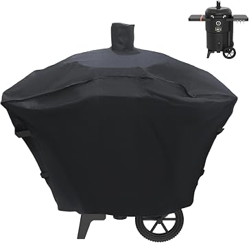 Grill Cover for Oklahoma Joes Bronco Gen 2 Drum Smoker & Grill | for Oklahoma Joes 8788124P04, Velcro Straps, 600D Heavy Duty Waterpoorf UV Outdoor Fade Resistant BBQ Grill Cover