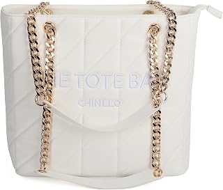 Chinllo Tote Bag for Women, Medium Quilted Top Chain Handle Handbags Purse