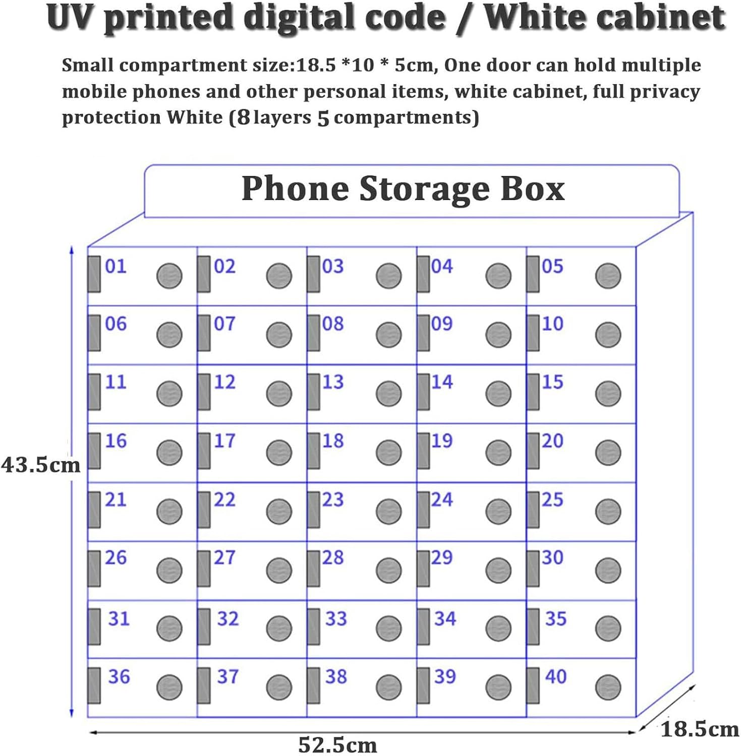 Mobile Phone Storage Box Transparent Acrylic Mobile Phone Security Locker with Key,Acrylic Wall-Mounted Phone Storage Locker, Secure Organizer for 40 Devices with Locks & Keys, Ideal for Cla