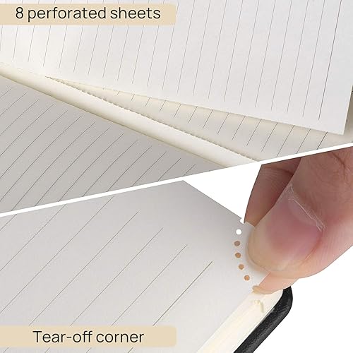 Miniatura 4 de POPRUN Cuaderno rayado para mujeres y hombres, tamaño mediano A5 de 5.25 x 8 pulgadas, papel grueso de 120 GSM, 128 páginas numéricas, tapa dura,