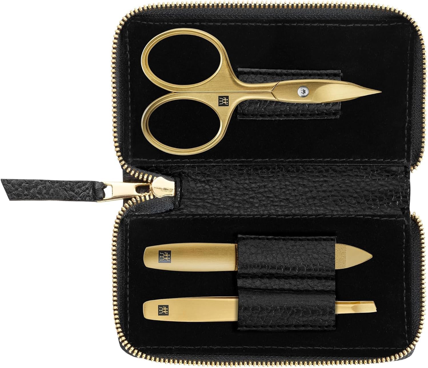 ZWILLING Twinox Gold Edition Manicure Pedicure 3-Piece Set in Black Leather Case