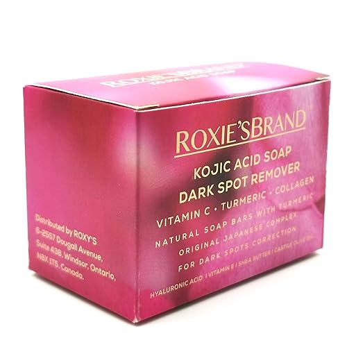 ROXIE'SBRAND Barras de jabón eliminadoras de manchas oscuras de ácido kójico con vitamina C, retinol, cúrcuma, complejo japonés original infundido