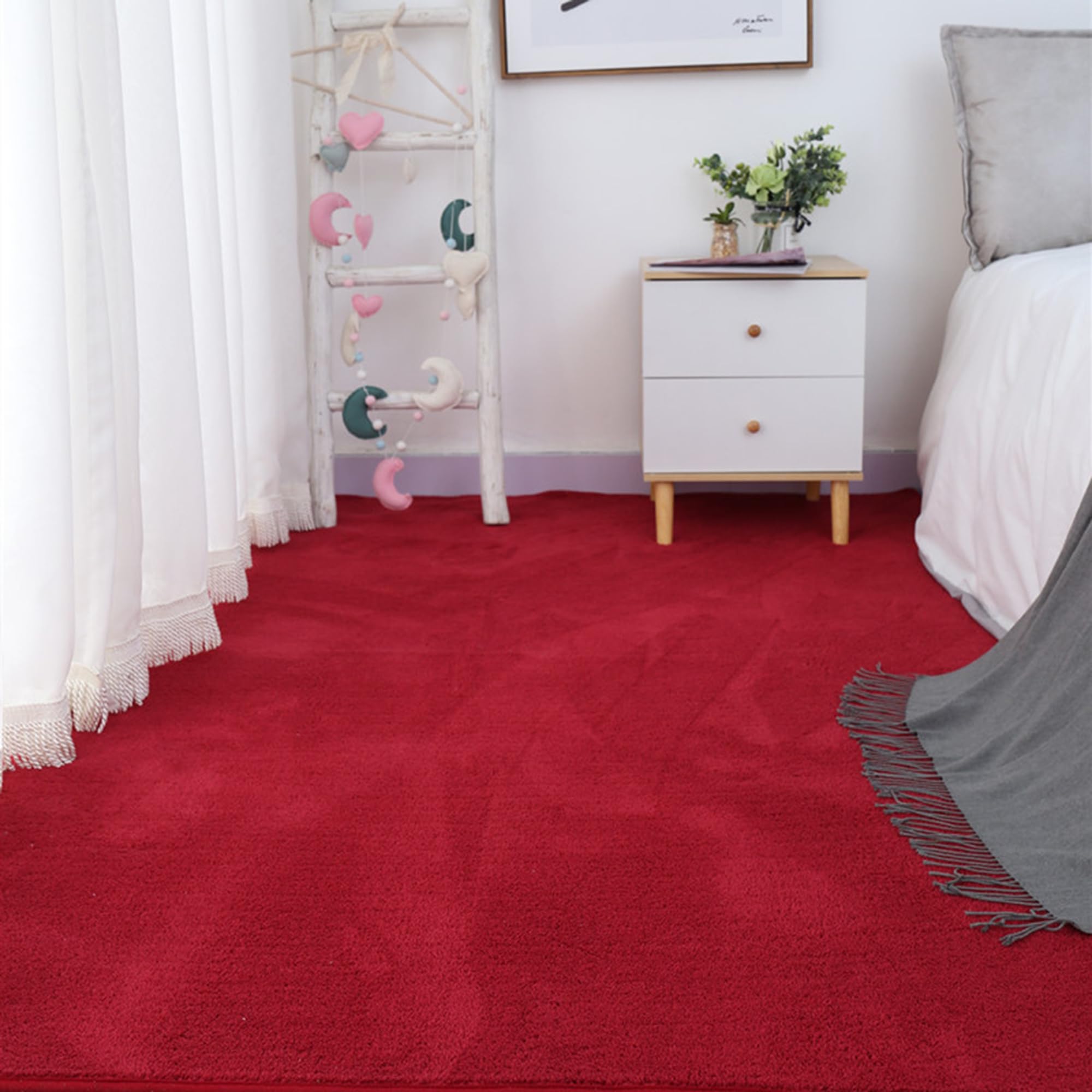 Tapis de chambre super doux bordeaux lavable