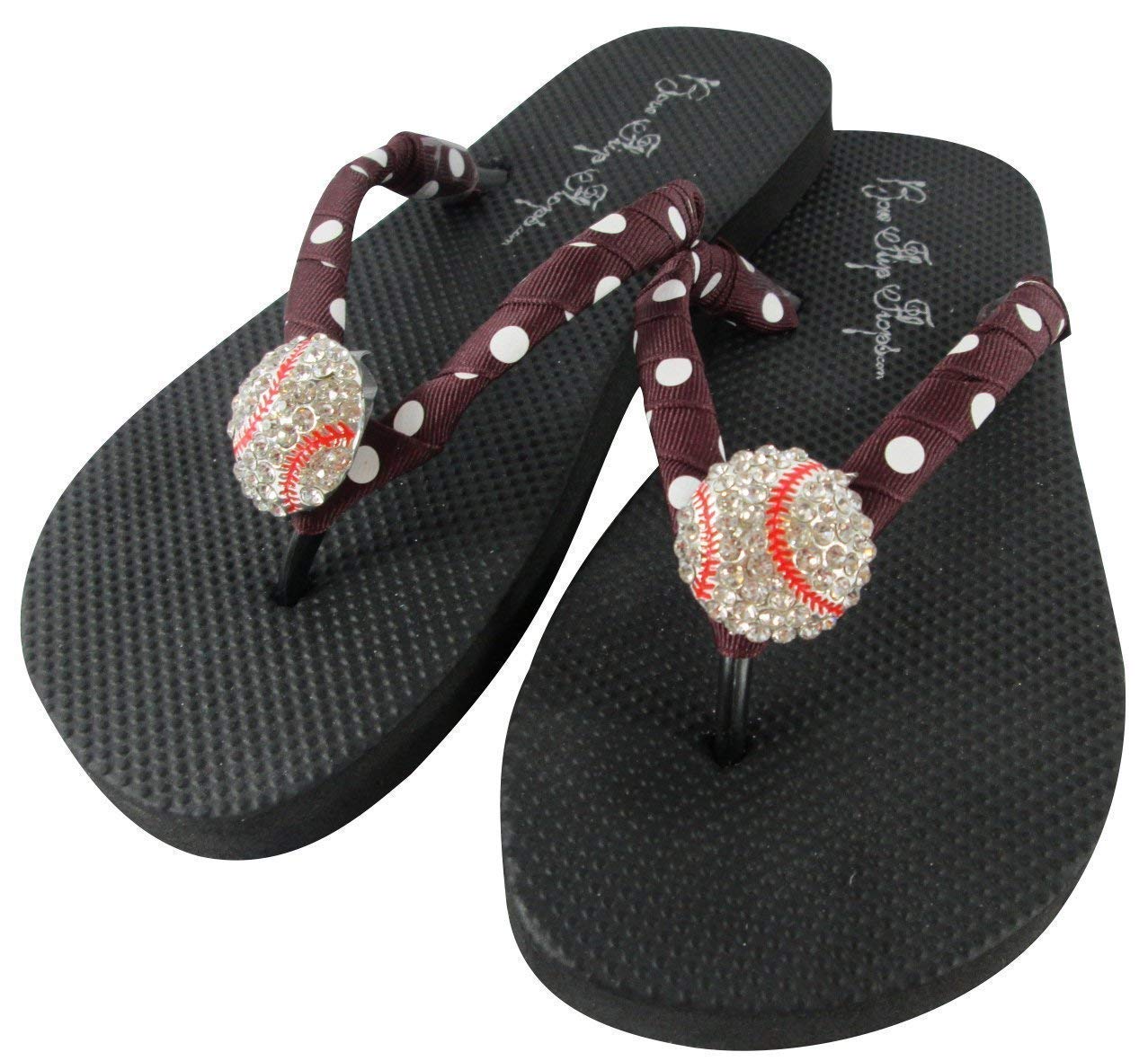 red rhinestone flip flops