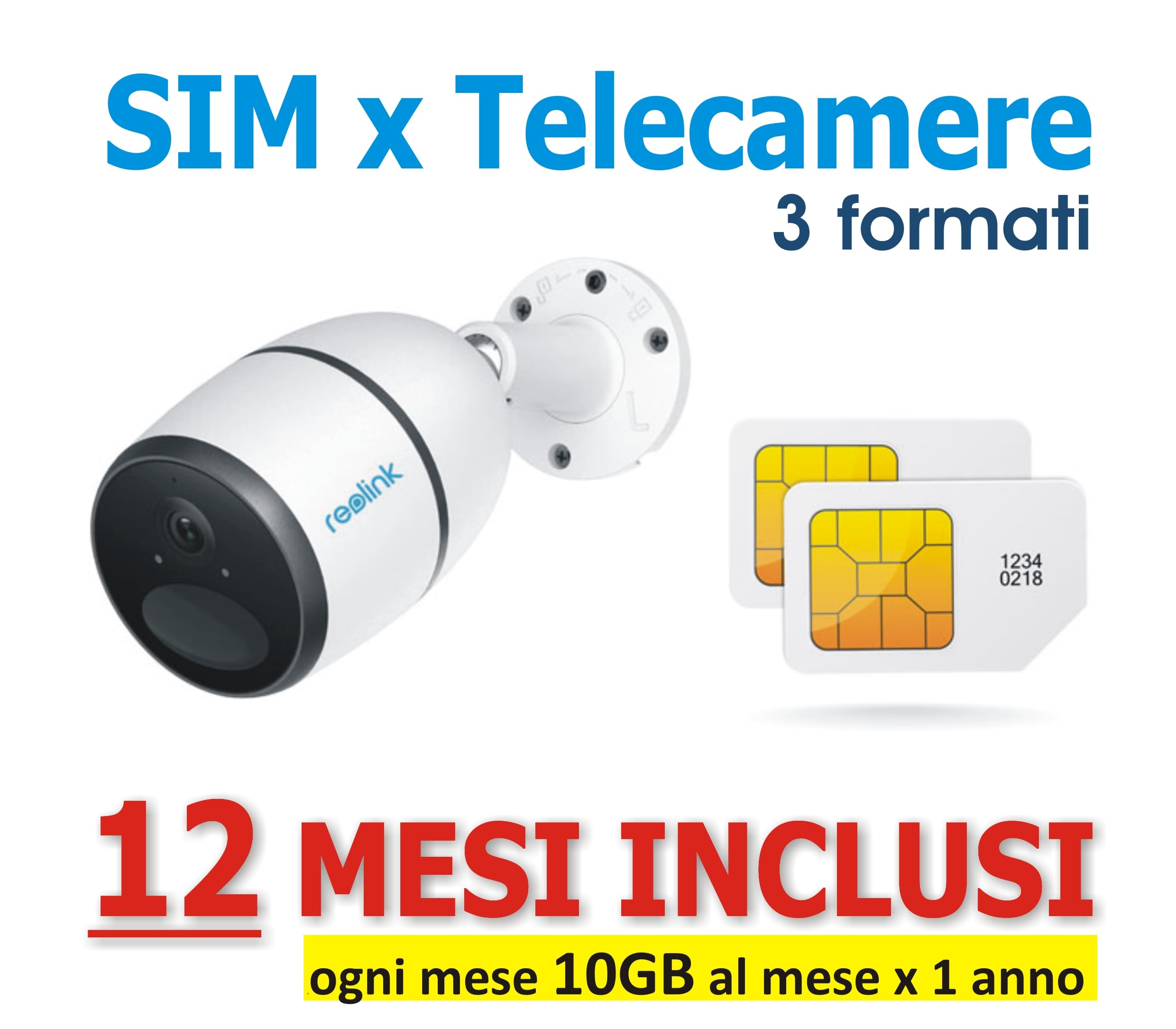 SIM Dati per Telecamere di Sicurezza – 10GB/Mese per 12 Mesi Inclusi – SIM Internet per Videosorveglianza 4G per Telecamera, Router, Modem e Antifurto