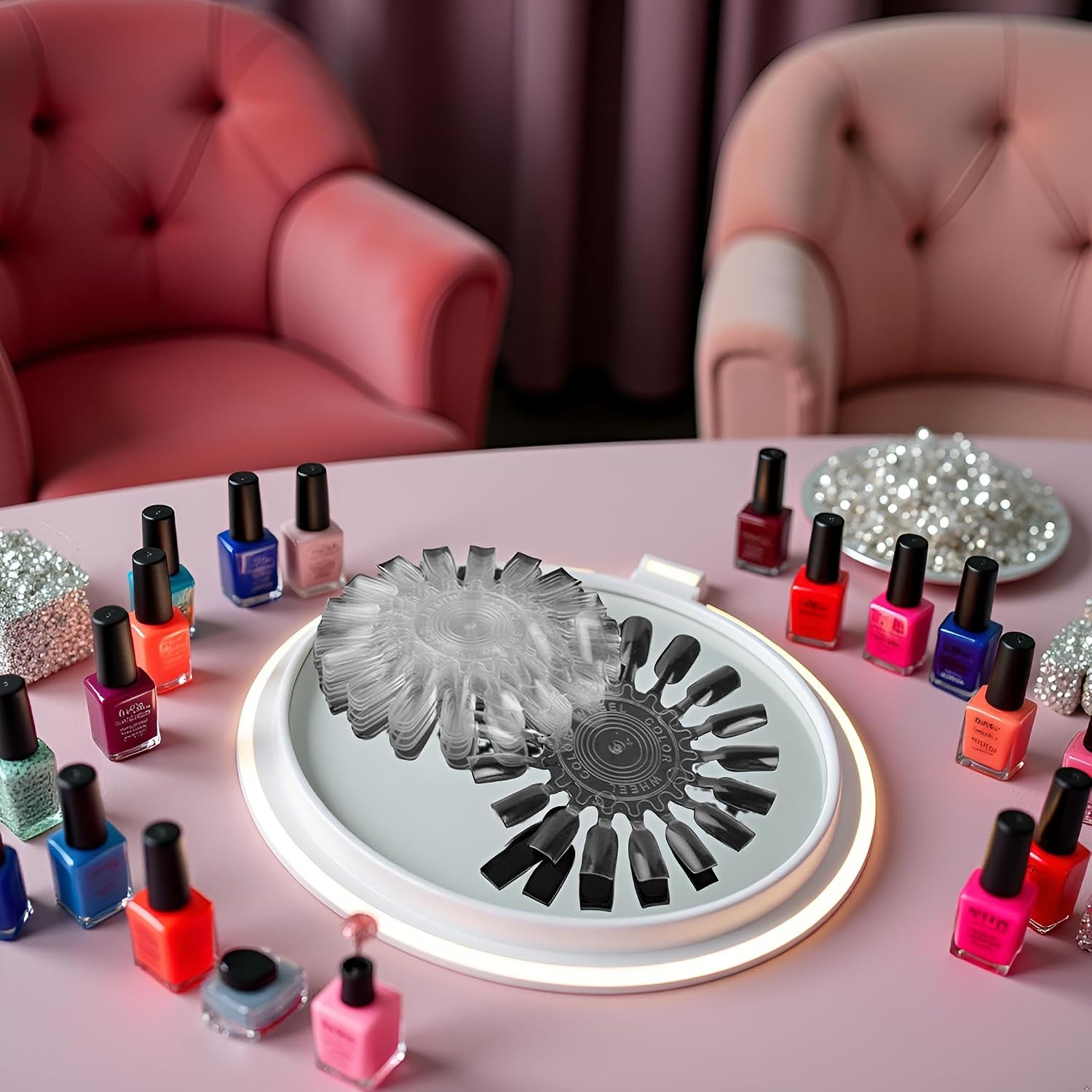 10 Pcs Transparent 18 Tips Display Plastic Nail Art Polish Palette Wheels False Nail Art Tips Practice Display Board Deft and Professional, Practice Nail Tips, Nail Art and Polish