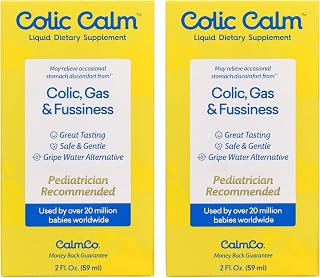 Colic Calm Infant Gripe Water for Colic, Helps Fussiness, Upset Stomach, and Baby Gas Relief, 2 fl oz (Pack of 2)