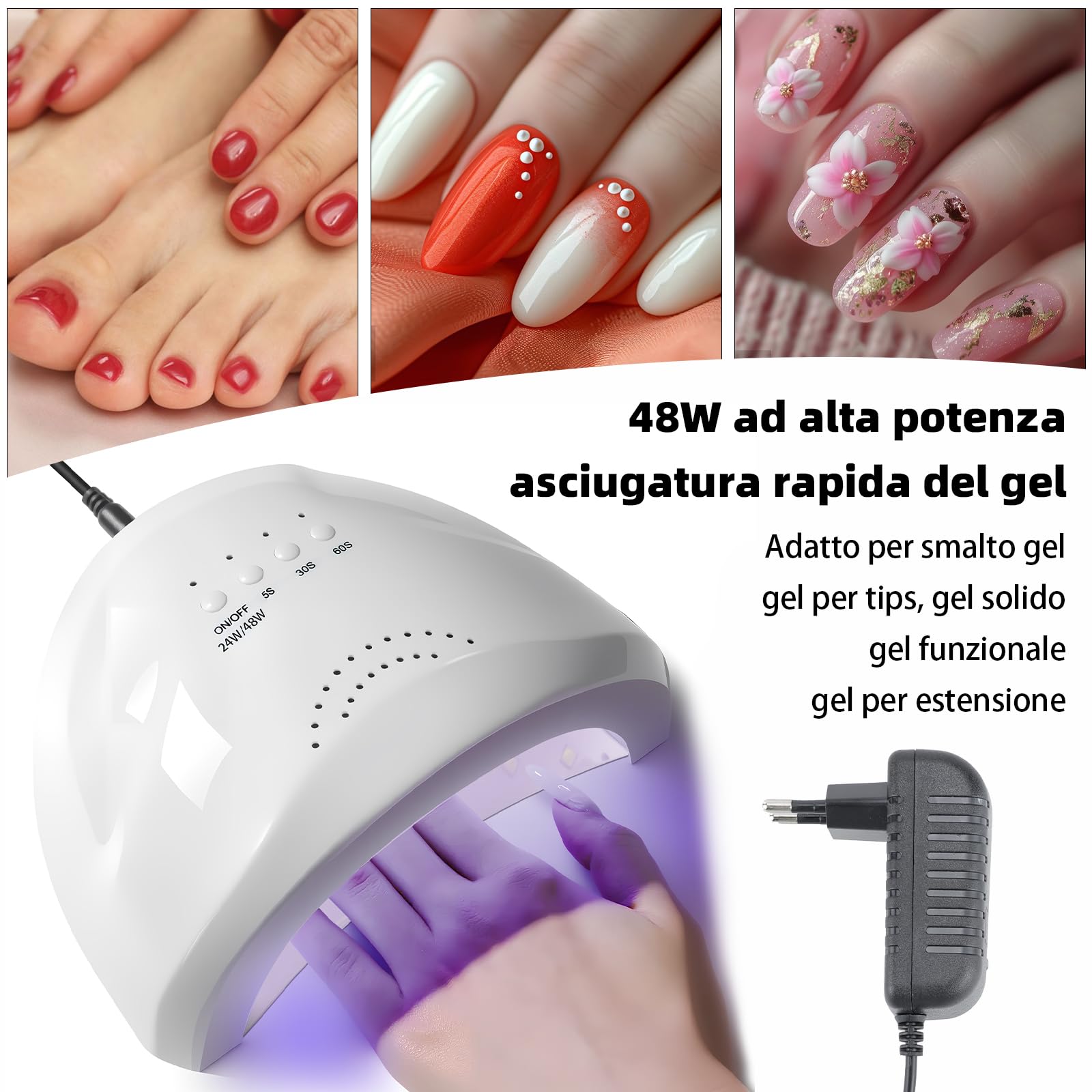 VOLTIX Lampada Unghie UV LED Professionale 48W – Fornetto Unghie Semipermanente con Sensore Automatico e Timer 3 Modalità – Lampada UV LED Unghie Professionale per Gel, Smalto e Ricostruzione