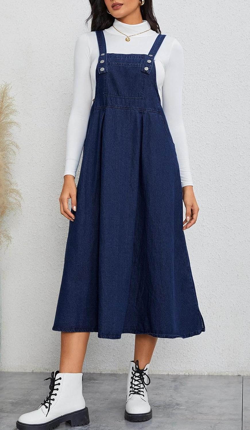 Milumia Women's Casual Denim Overall Dress Sleeveless Flowy Baggy Long Jean Jumper Dresses - Image 5