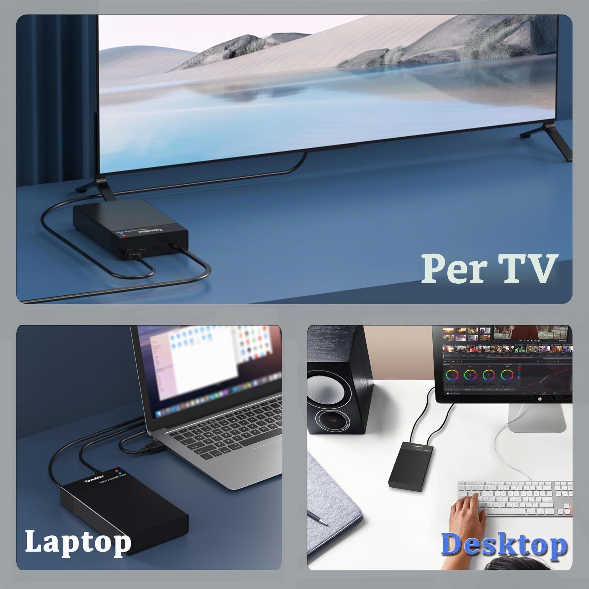 Case Esterno Disco Rigido 3,5 Hard Disk Enclosure USB 3.0 per 2,5/3,5 Pollici SATA HDD SSD Fino a 22TB, con Alimentatore 12V/3A Cavo USB A/C, Supporto UASP Funzione Sonno Automatica (TCC-S8)