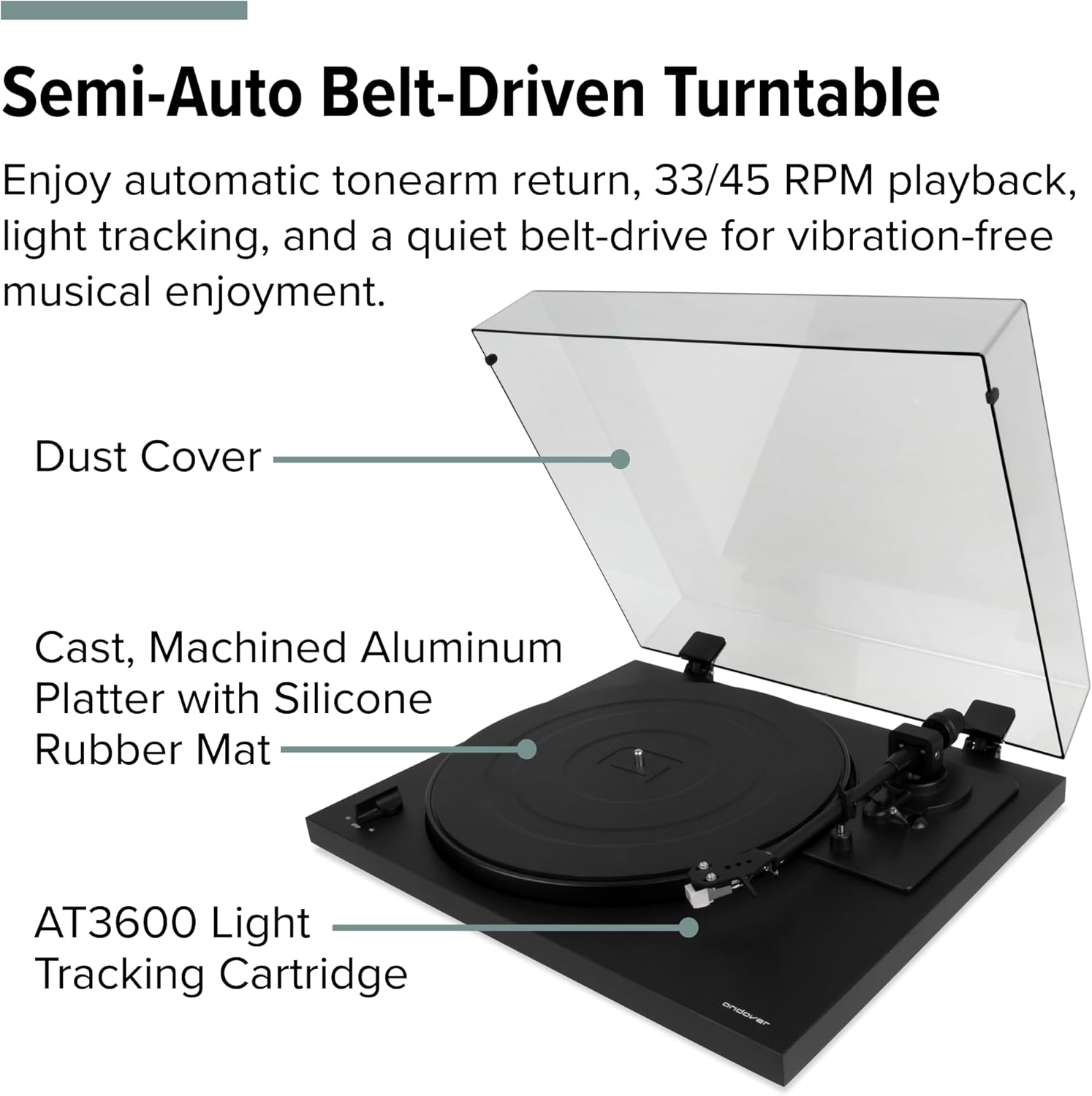 SpinDuo 2 Record Player Music System by Andover (Black) Including SpinBase 2 Speaker and SpinDeck 2 Turntable