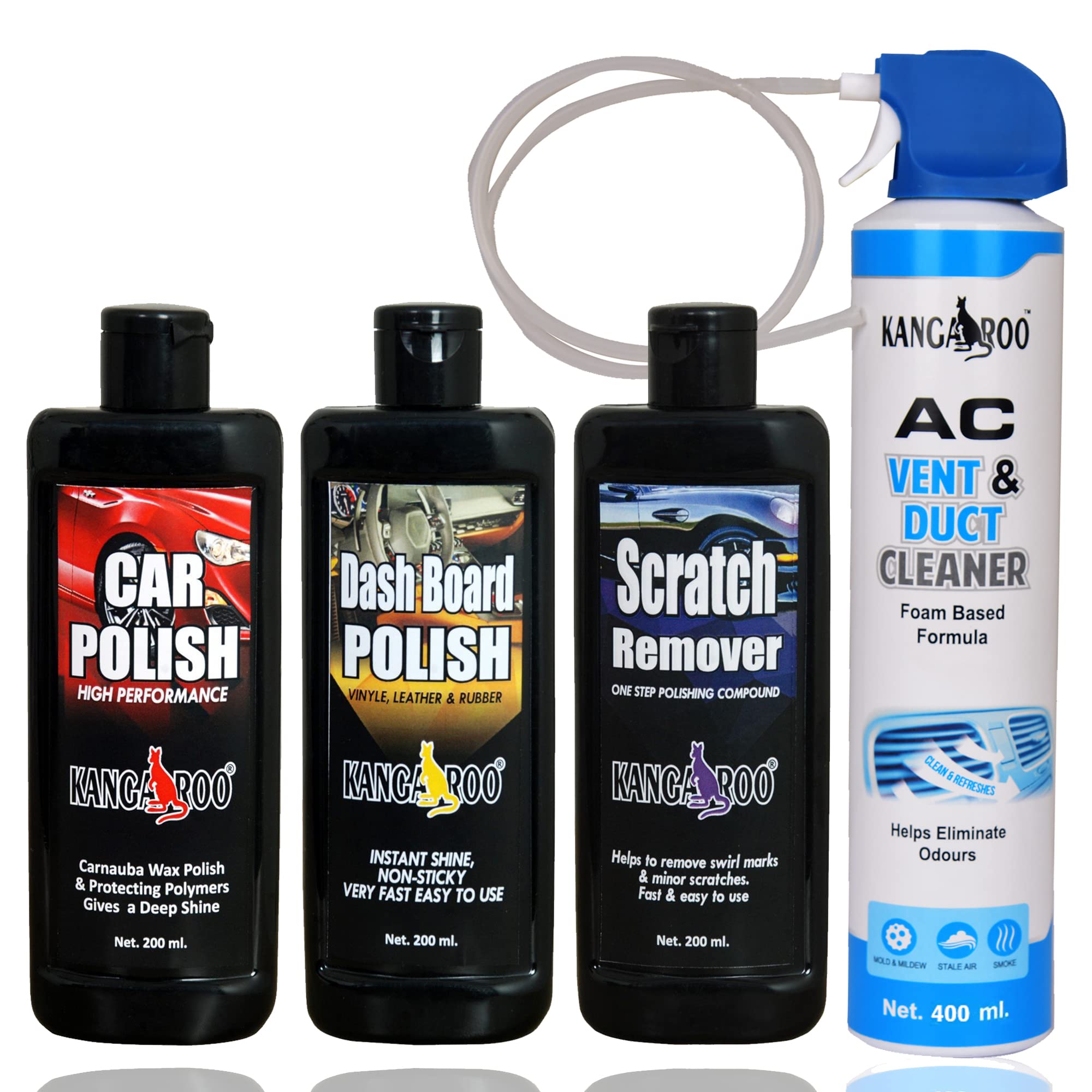 Sponsored Ad - Car Care Kit Include (Car Polish, Dashboard Polish, Scratch Remover, 200 ML Each and Car AC Vent & Duct Cleaner 400 ML