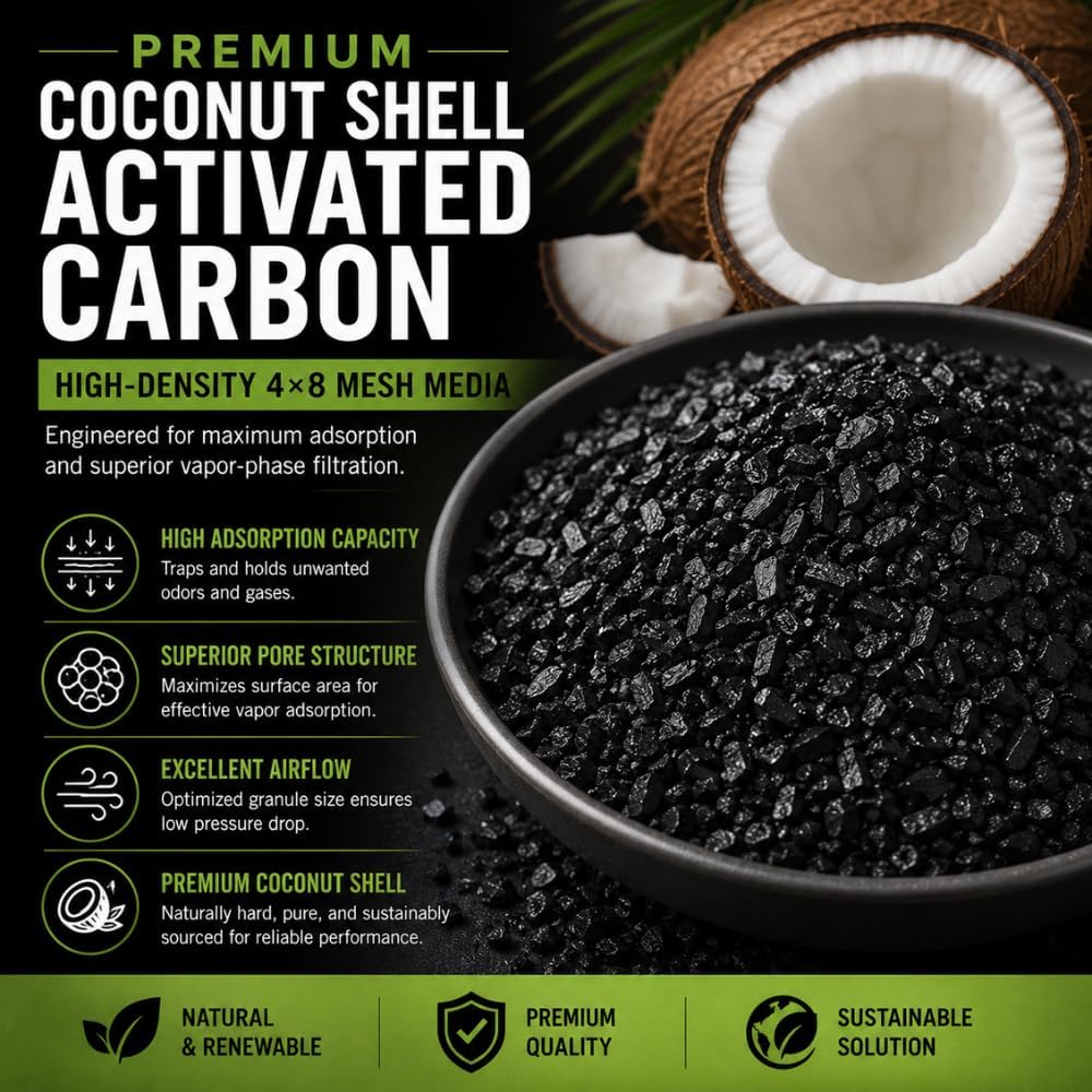 4x8 Coconut Shell Activated Carbon | Air & Odor Filter GAC Media, 55 Pounds image 2