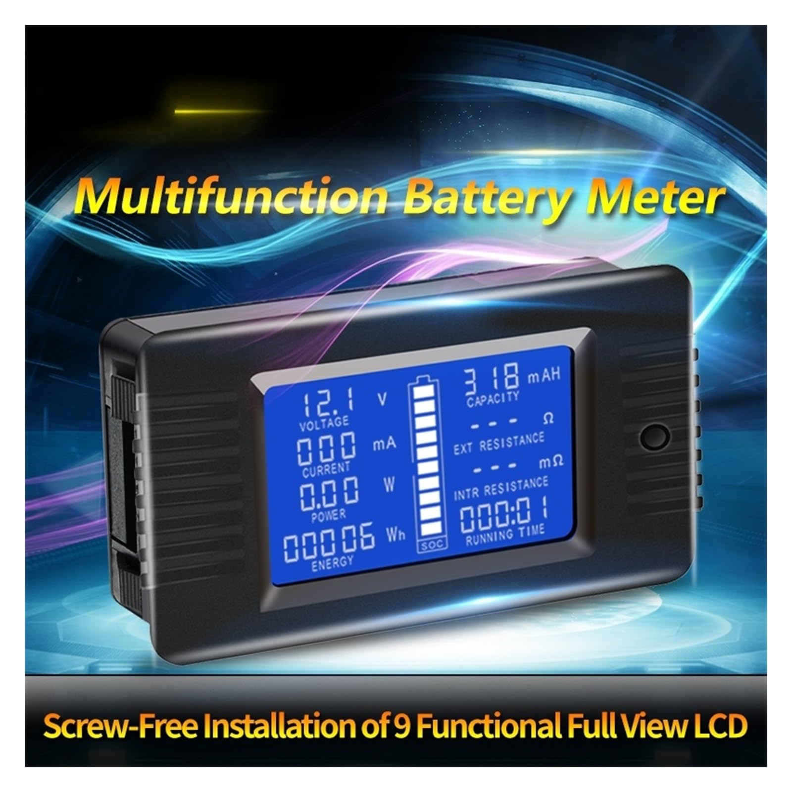 Testeur de Batterie de Voiture DC 200V 300A Voltmètre Ampèremètre Testeur De Batterie De Voiture Capacité Résistance Électricité Tension Mètre Moniteur Précision et sécurité extrêmes