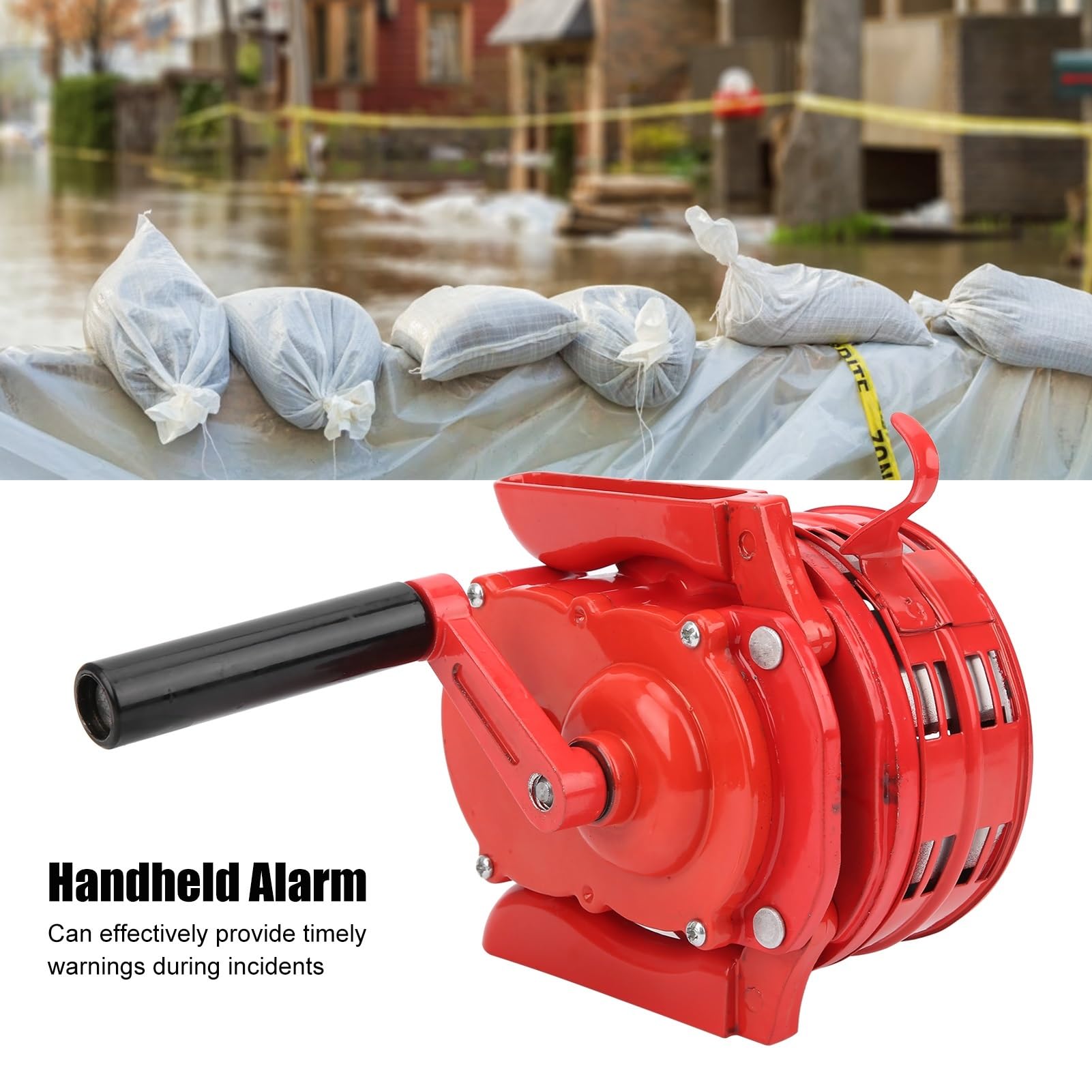 Picadora de Carne Manual, Sirena de manivela roja 120DB Alarma Manual portátil for escuelas Eventos Deportivos de Emergencia
