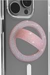 Magnetic Silicone Phone Grip Loop Holder for MagSafe iPhone Case | (White Sparkle) Soft Comfortable Finger Loop; Sized for a loose fit; Compatible with MagSafe Phone Cases and iPhones