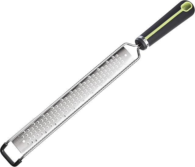 Amazon Basics Course Hand Grater with Stainless Steel Blade, Soft Grip Handle, Grey and Green