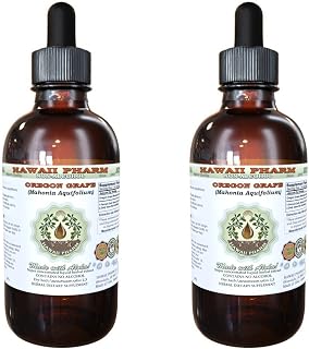 Hawaii Pharm Oregon Grape Alcohol-Free Liquid Extract, Oregon Grape (Mahonia aquifolium) Dried Root Glycerite Natural Herbal Supplement, USA 2x2 fl.oz