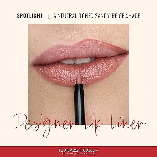 Miniatura 2 de Runway Rogue Designer Liner Lápiz labial, lápiz delineador de labios beige arena claro mate y sacapuntas delineador, 'Spotlight'