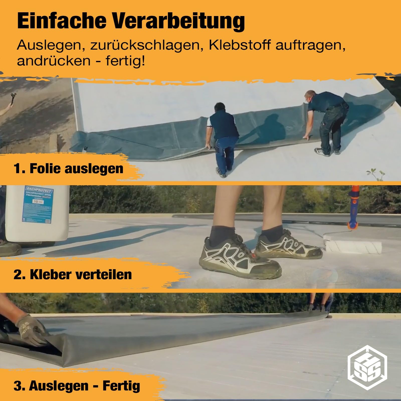 EPDM Dachfolie 1,2mm Profi Dachbahn Flachdachabdichtung UV-beständig 3,05m x 8,00m