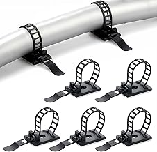 Fippy Pack of 100 Adjustable Cable Clamps, Cable Clips, Self-Adhesive Black Cable Clips, Cable Holder with Adhesive Base for Desk, Power Cable, USB Charging Cable, Chargers