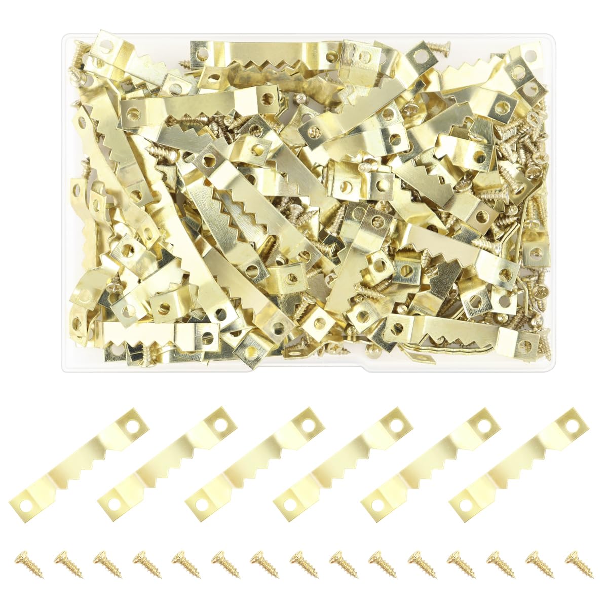 100 Pcs Heavy Duty Sawtooth Picture Hangers with 200 Pcs Screws, Small Sawtooth