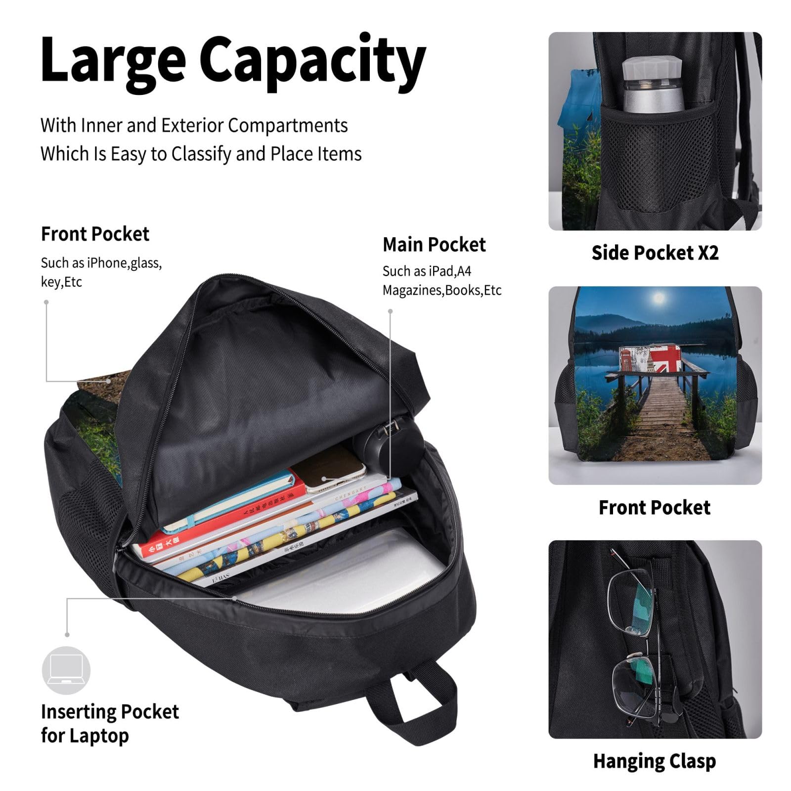 Set di 3 zaini scozzesi gialli, grigi e neri, borsa a tracolla regolabile con astuccio portapranzo