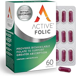 ACTIVEIRON Active Folic 400mcg – L-Methylfolate Folic Acid Supplement – Highly Absorbed, Vegan – Supports Pregnancy, Energy, Tiredness & Fatigue Reduction – 60 Capsules (2-Month Supply)