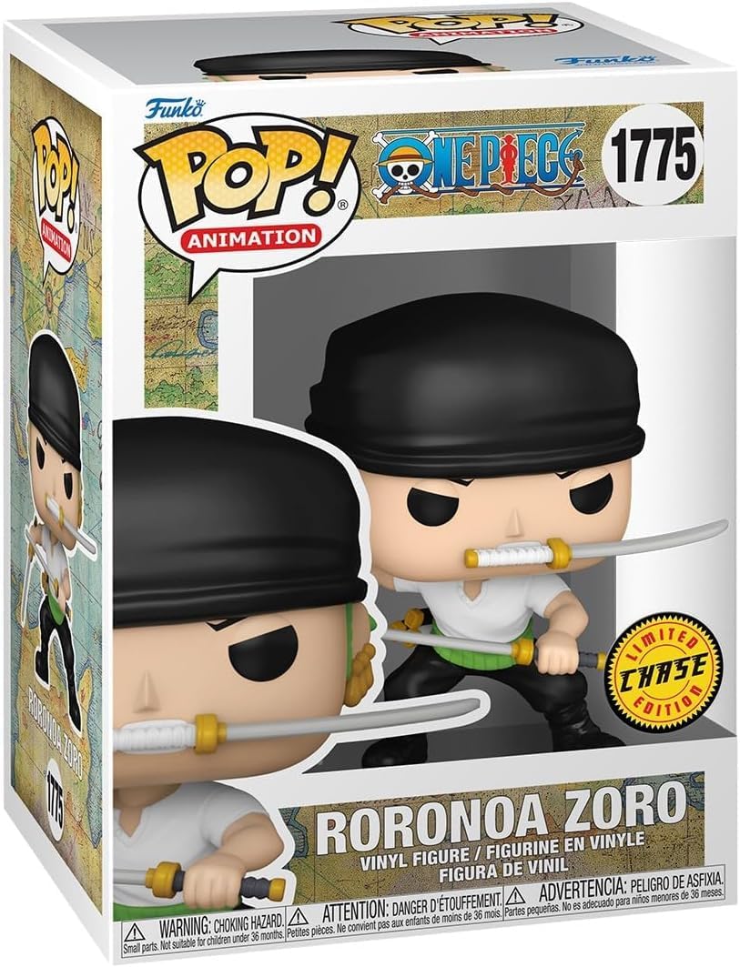 POP Anime: One Piece - Roronoa Zoro (Three Sword Style) Limited Edition Chase Funko Vinyl Figure (Bundled with Compatible Box Protector Case), Multicolored, 3.75 inches