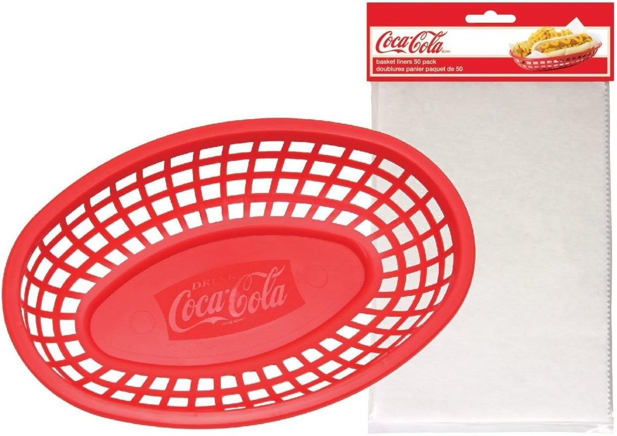 Tablecraft Coca - Cola/Coke 4pc Food &amp; SnackレッドServingバスケット&am