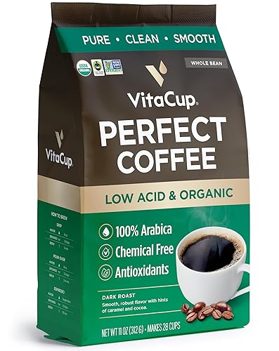 Miniatura 6 de VitaCup Perfect - Granos de café bajos en ácido orgánico USDA y de comercio justo sin micotoxinas tostado oscuro de Guatemala de origen único limpio