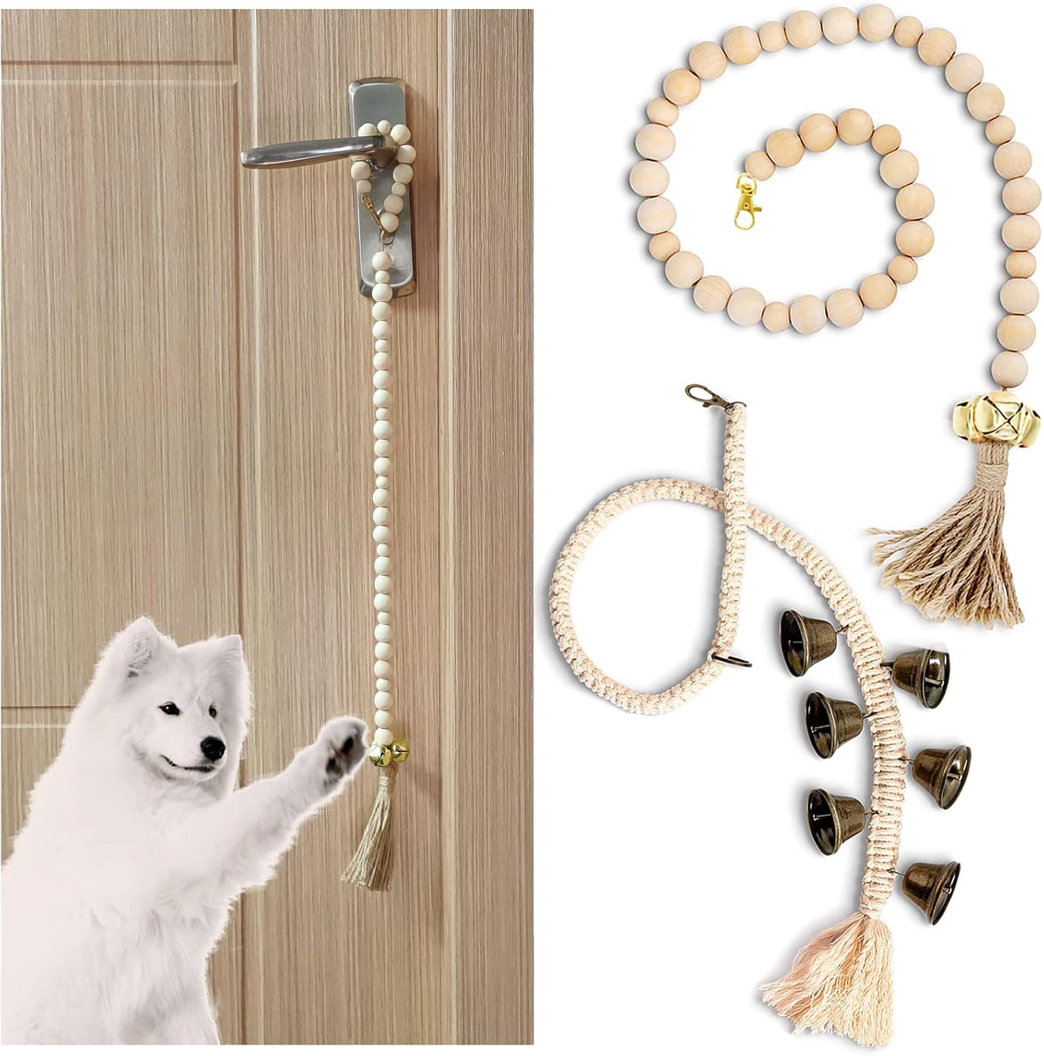 YUEARN Dog Doorbell Handmade Dog Bell for Door Potty