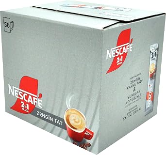 Nescafe 2 in 1 Unsweetened, Coffee + Coffee creamer, No Added Sugar - 56 Sticks
