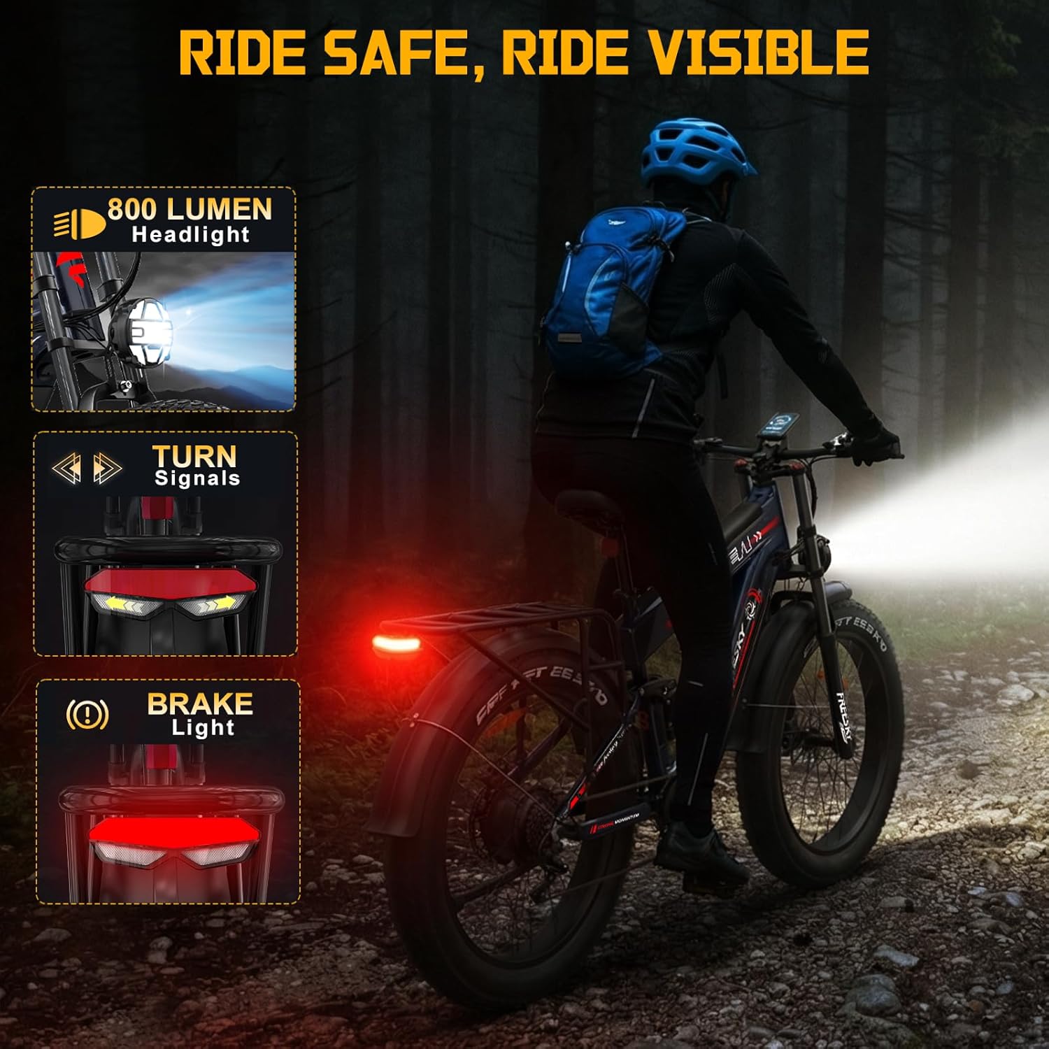 FREESKY Dual Battery 48V 41AH 160 Mile 40MPH Electric Bike for Adults, 4000W High-Torque Single Motor Long Range Fast Fat Tire Ebike, 26" Full Suspension Mountain E Bike, UL 2849 Certified by TÜV