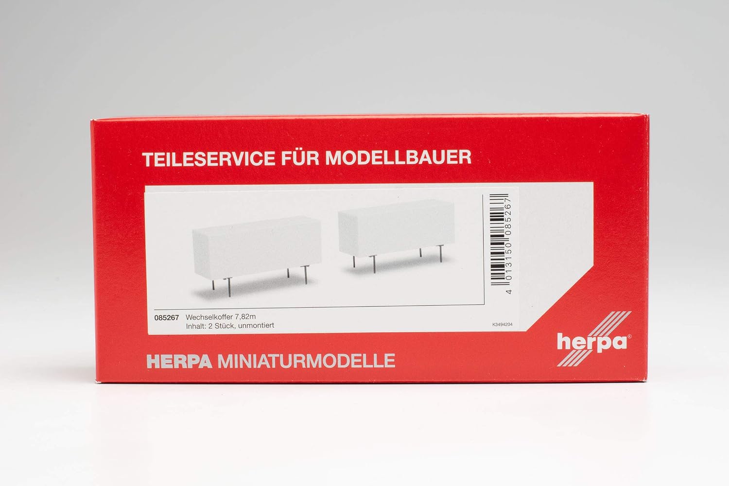 herpa 085267 Parts Set: Interchangeable Case 7.82 m in Miniature for Crafts Collecting and as a Gift, White