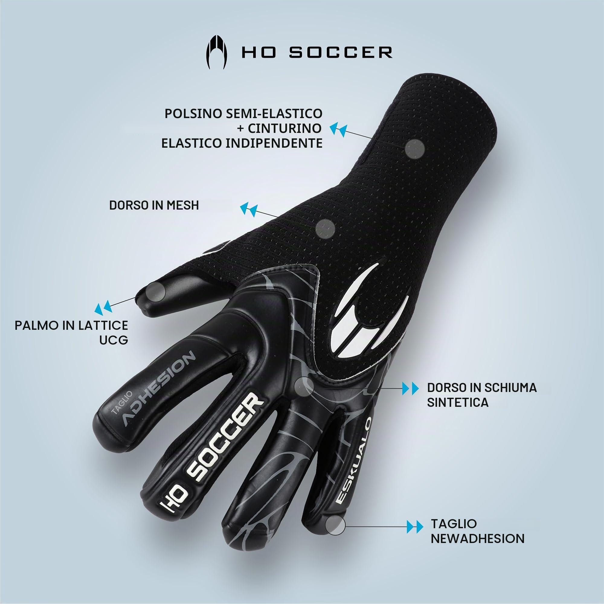 HO Soccer ESKUALO - Guanti da portiere, unisex, per adulti, colore: nero 10