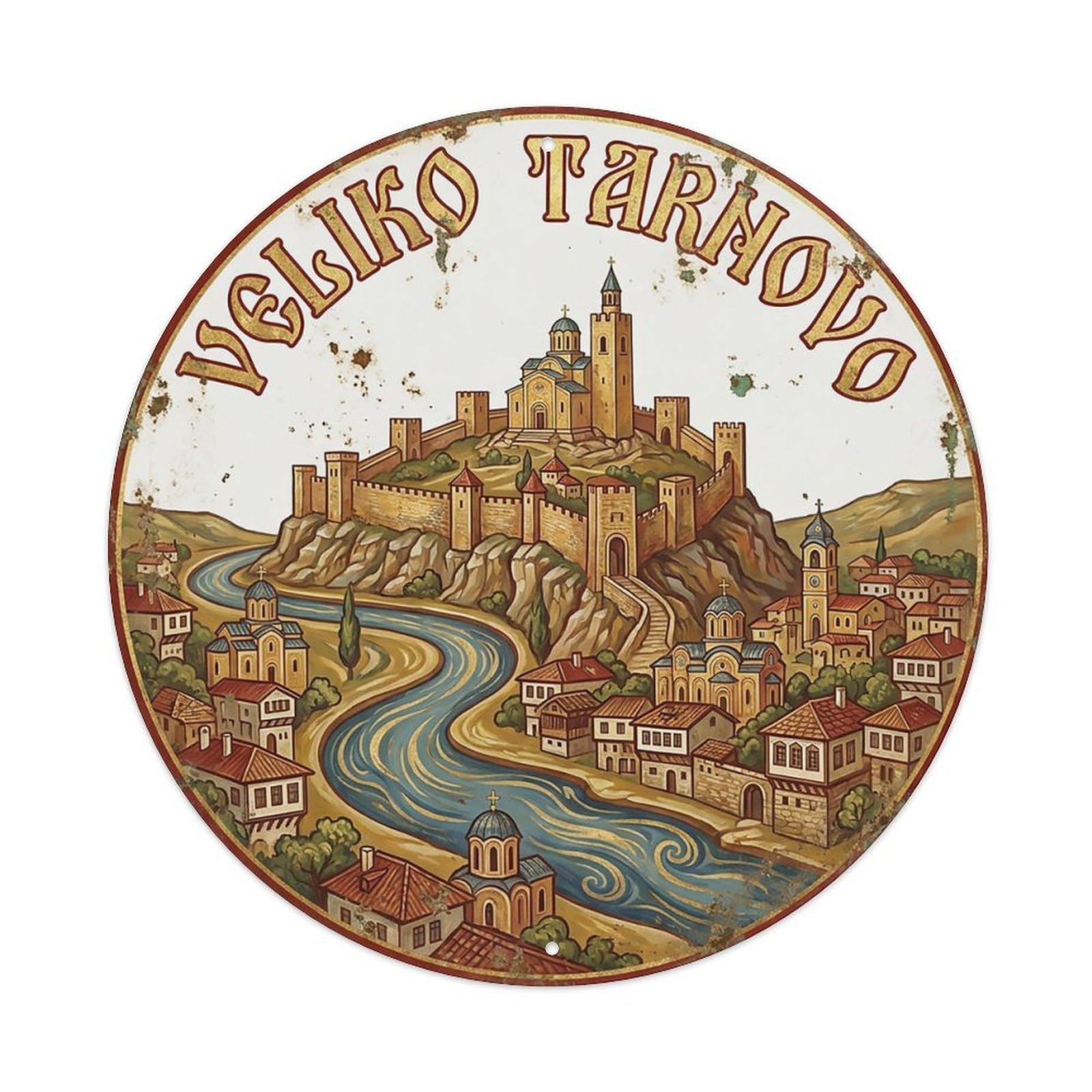 Bulgaria Vintage Travel Veliko Tarnovo Metal Tin Sign