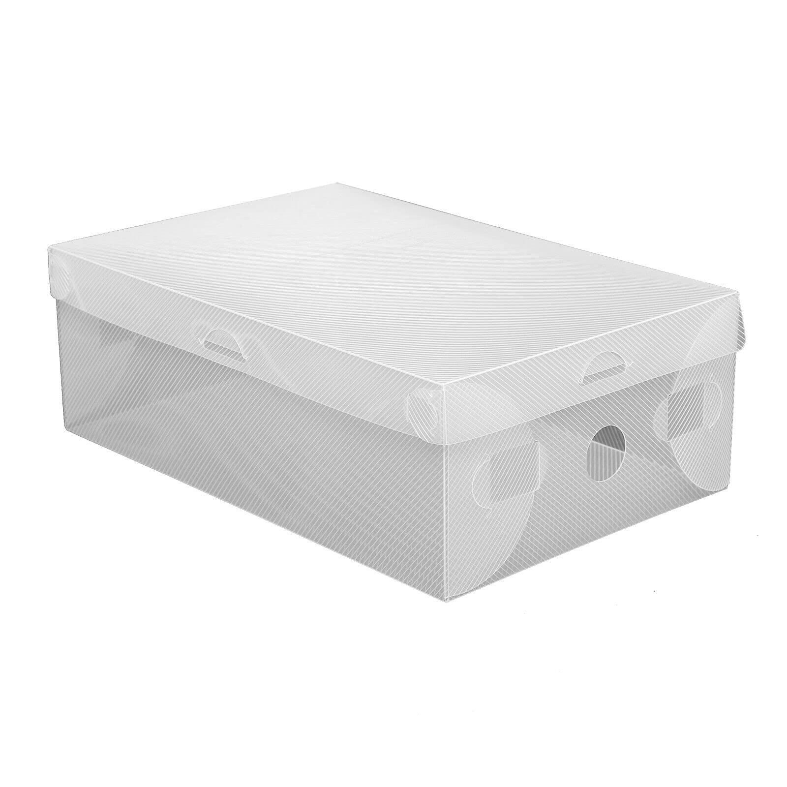 20 cajas transparentes para zapatos, cajón, apilables, de plástico, para ahorrar espacio, transparentes, plegables, 28 x 18 x 10 cm