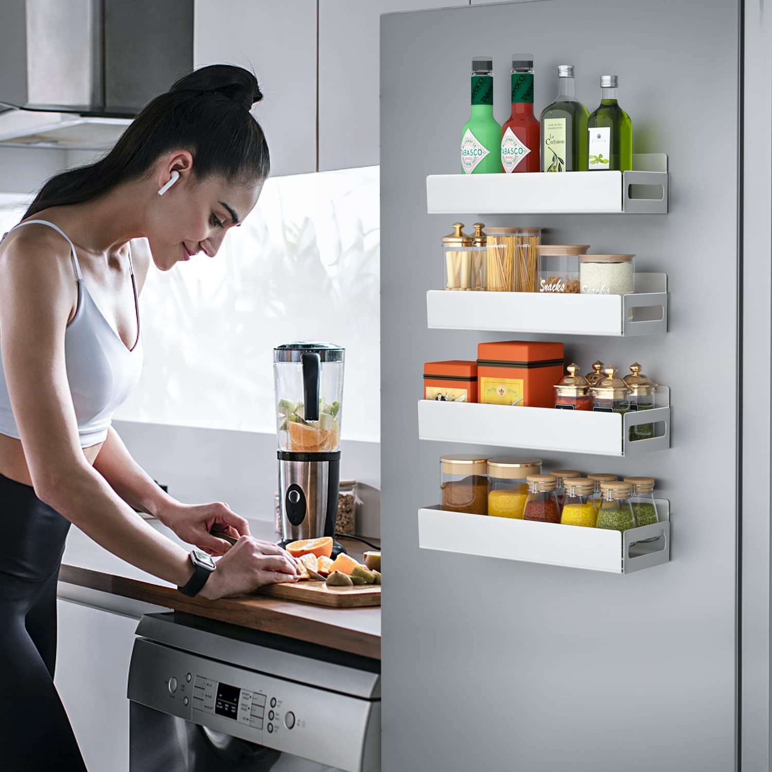 Amazon｜BIETCR 磁気スパイスラックオーガナイザー 冷蔵庫用