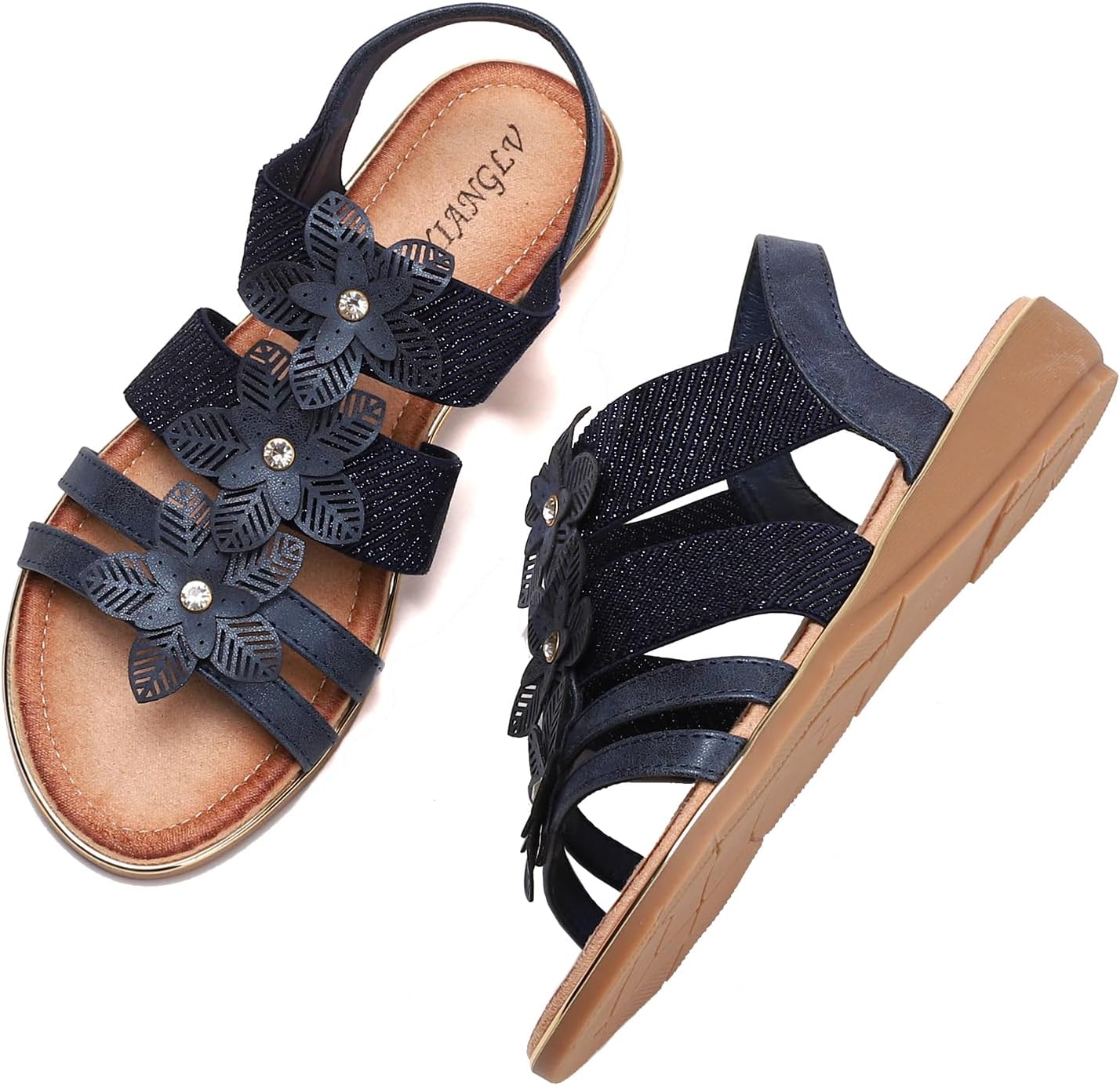 Women's Flat Thongs Sandals Rhinestone Beaded Bohemia Beach Shoes