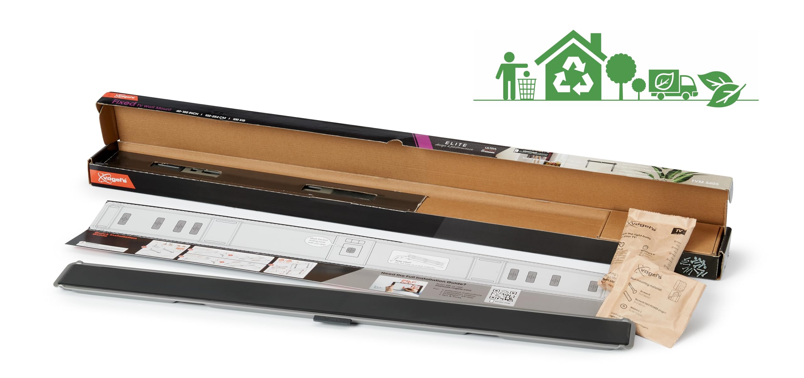 Vogel's TVM 5407 Ultraflache Feste TV-Wandhalterung fur 32-77 Zoll TVs | Nur 1,5 cm Wandabstand, 75 kg Tragkraft, TÜV-geprüft, Bis VESA 400x400, Sicheres ClickLoc-Einrastsystem, Inkl. Fischer-Dübel