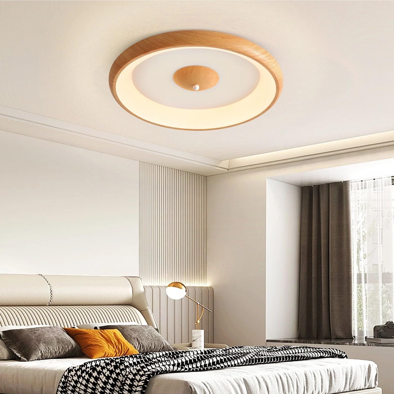 Lámpara de Techo Moderna, Plafones para Techo Madera, 30W Plafon LED Blanco Luz Techo para Oficinas, Salones, Dormitorios, Cocinas, Pasillos